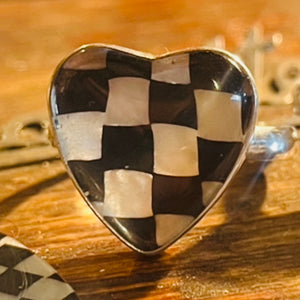 Checkmate Loveheart Plectrum and Quartz Sterling Silver Ring