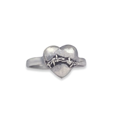 Sterling Silver LOVEFOOL Barbed Wire Heart Ring