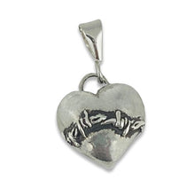 Load image into Gallery viewer, Sterling Silver LOVEFOOL Barbed Wire Heart Pendant