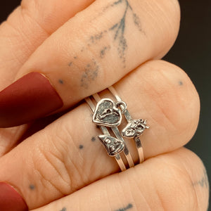 Anatomical Heart Sterling Silver Stacker Ring