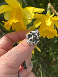 Sterling Silver Spring Skull Ring