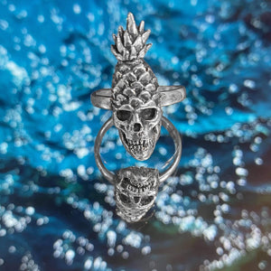 Sterling Silver Pineapple Skull Ring