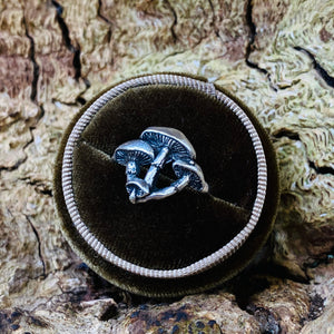 Mycelium Shield Mushroom Sterling Silver Ring