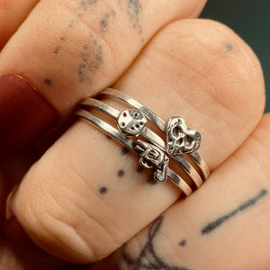 Skull Heart Sterling Silver Stacker Ring