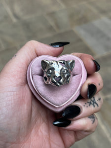 Bad Kitty Leopard Heart Sterling Silver Ring
