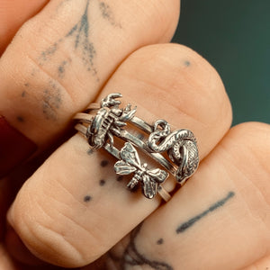 Morphos Butterfly Sterling Silver Stacker Ring