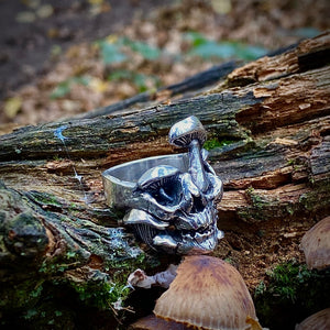 Destroying Angel Mushroom Sterling Silver Skull Ring