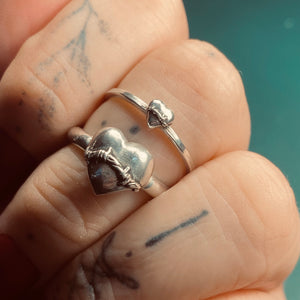 Mini LOVEFOOL Heart Sterling Silver Stacker Ring