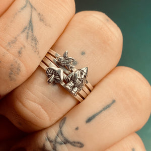 Funghi Sterling Silver Stacker Ring