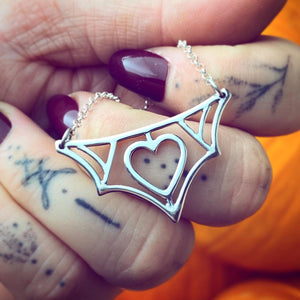 Sterling Silver Arachne Heart Necklace